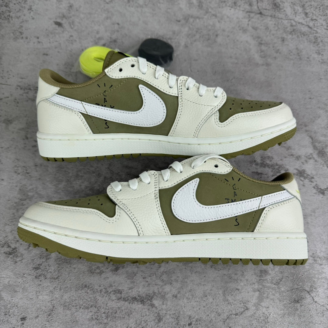 Jordan 1 basse rétro golf Travis Scott coloris olive