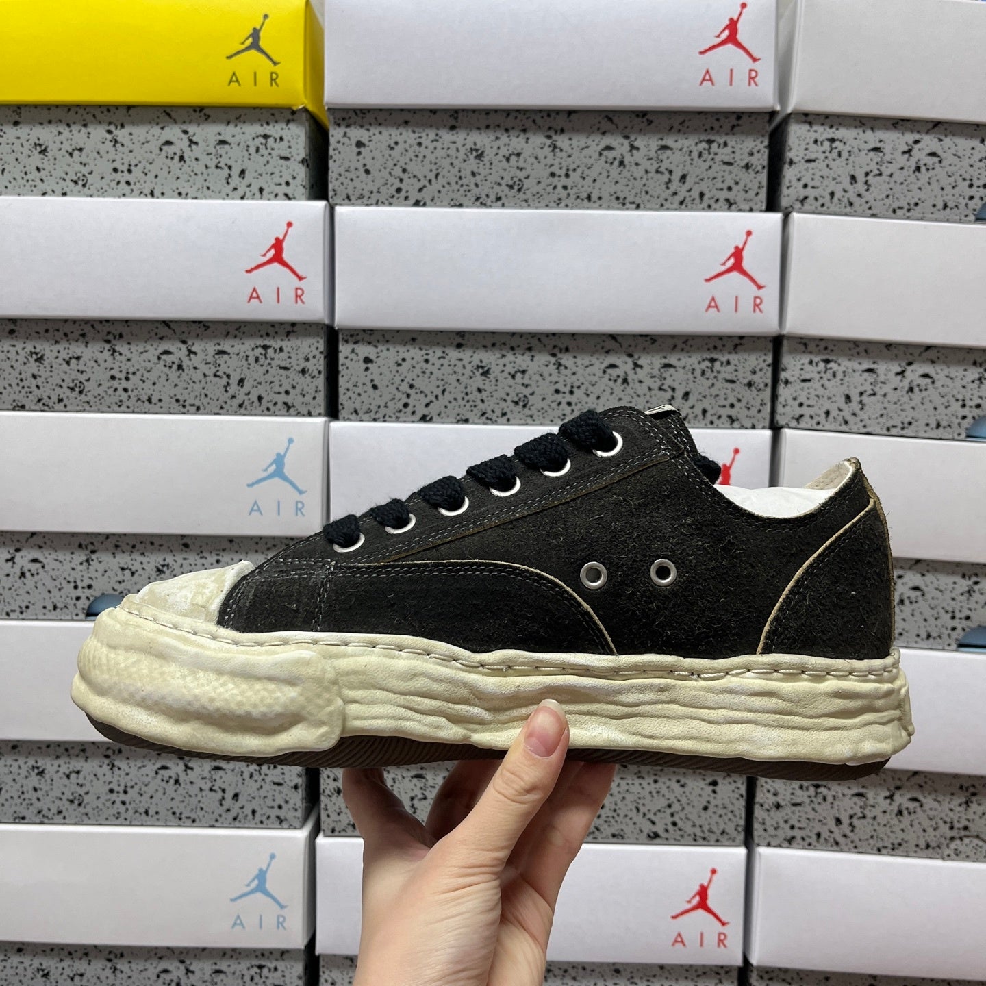 Maison Mihara Yasuhiro Peterson 23 OG Sole Vintage Suede Low Black White
