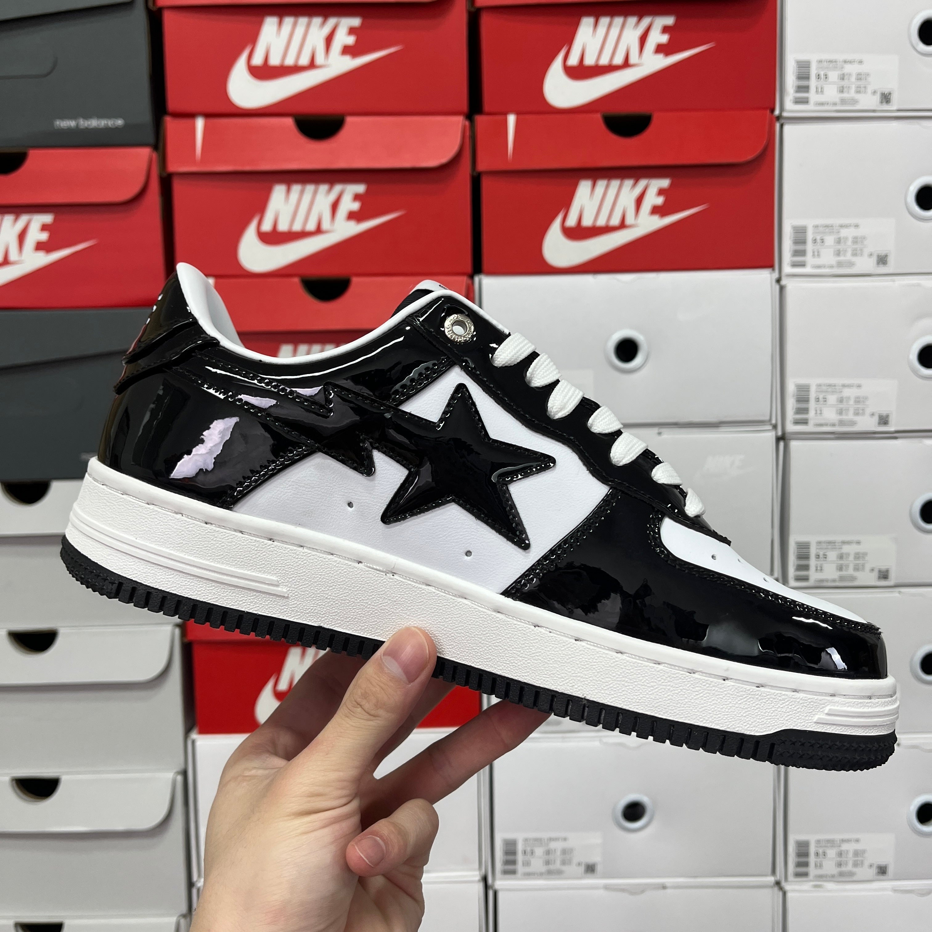 Bape Sta Patent Leather Black White