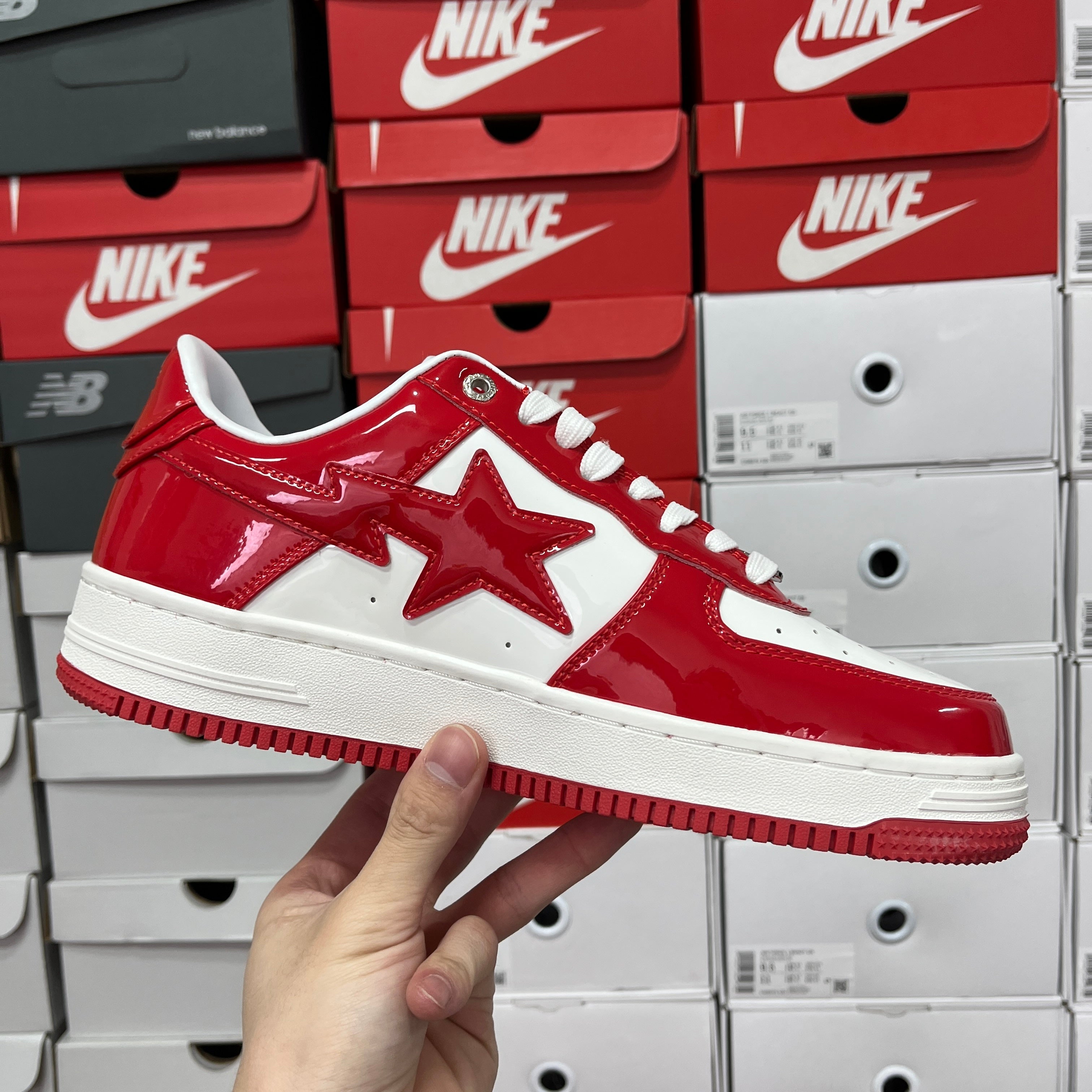 Bape Sta Patent Leather White Red