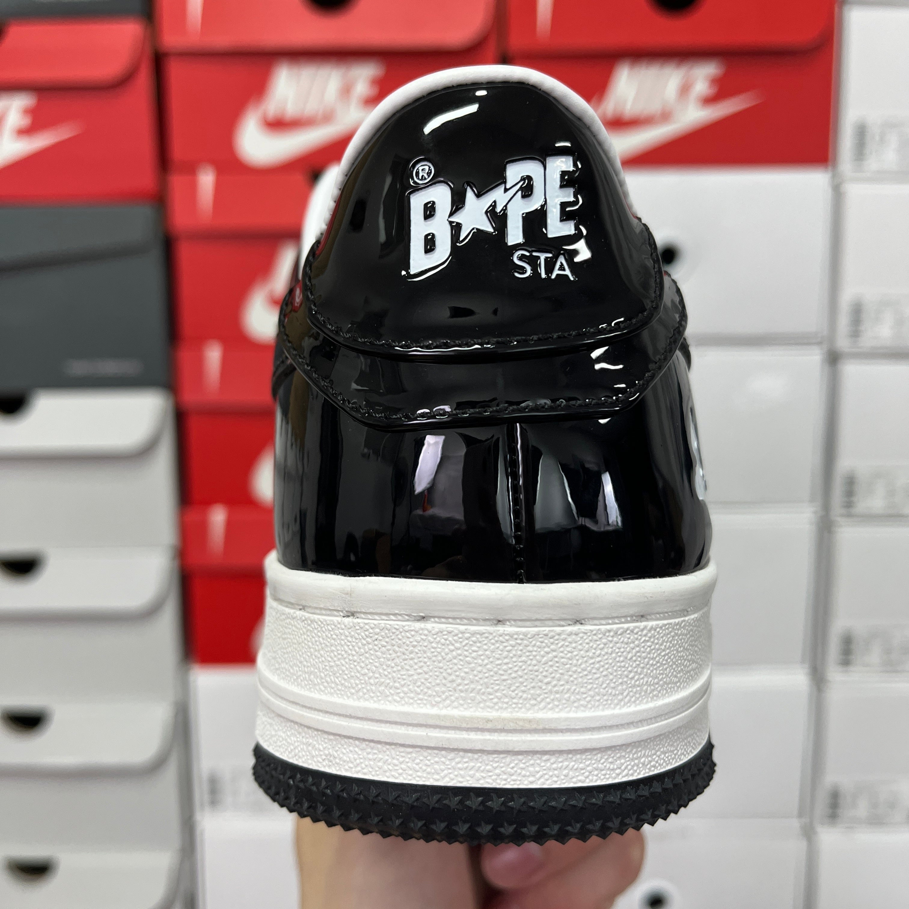 Bape Sta Patent Leather Black White