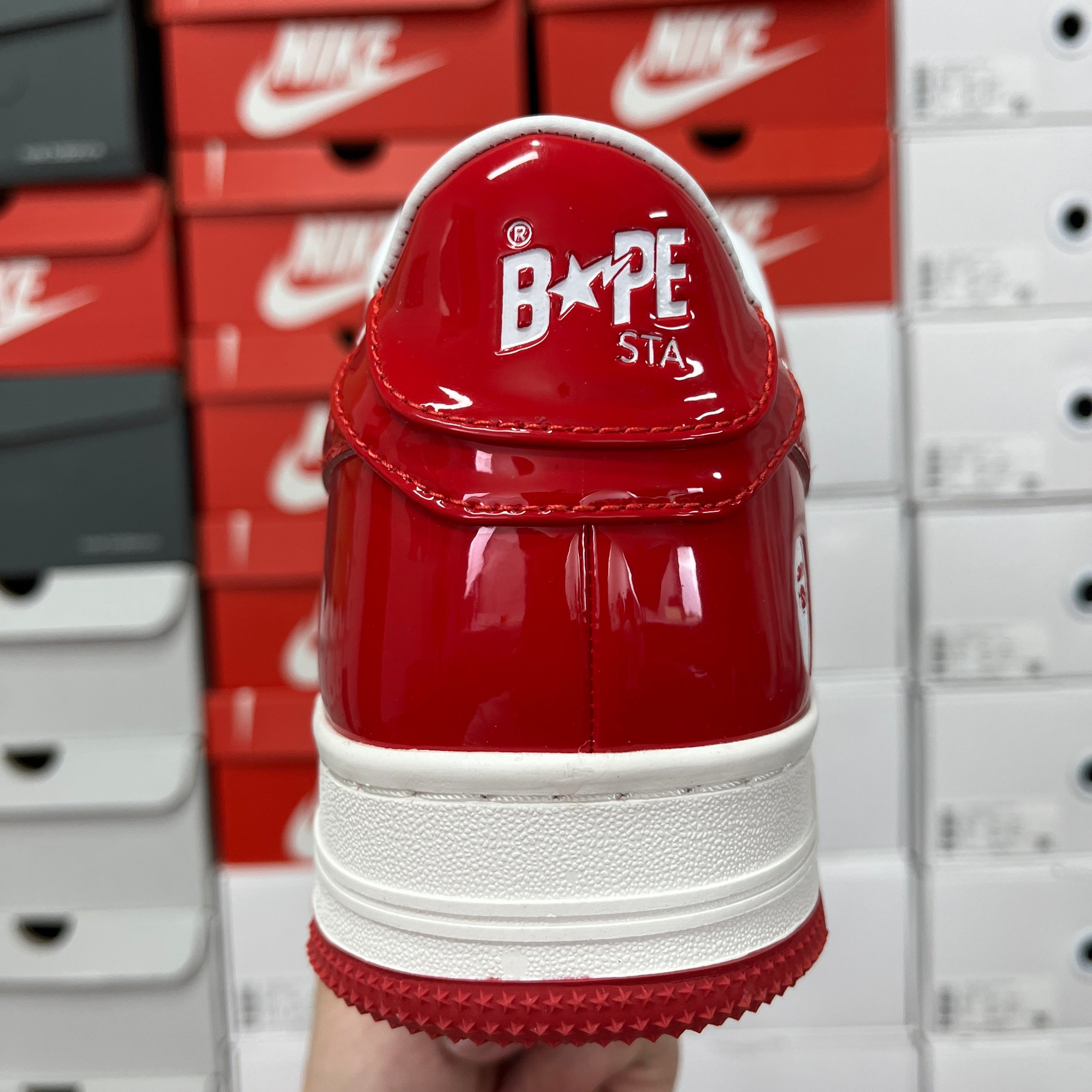 Bape Sta Patent Leather White Red
