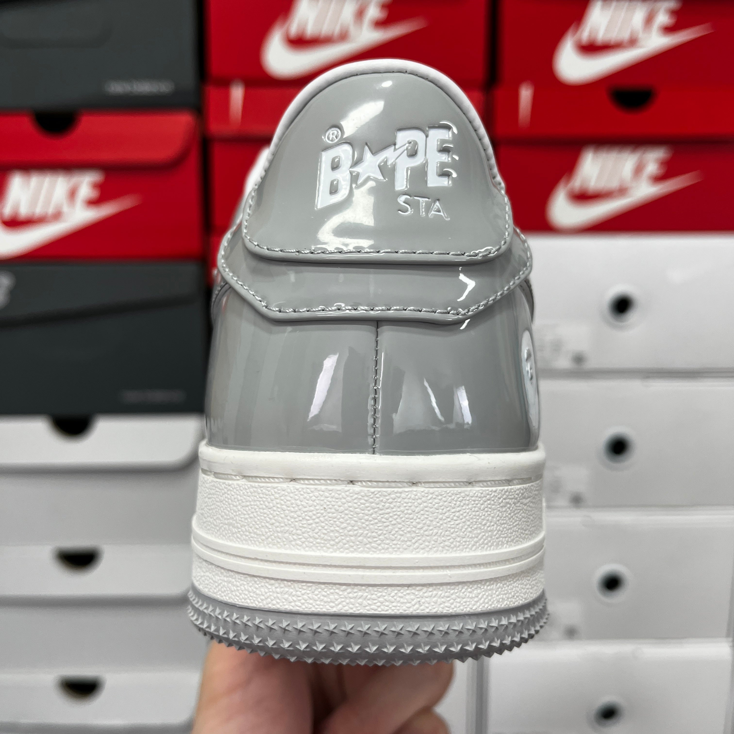 Bape Sta Patent Leather White Grey