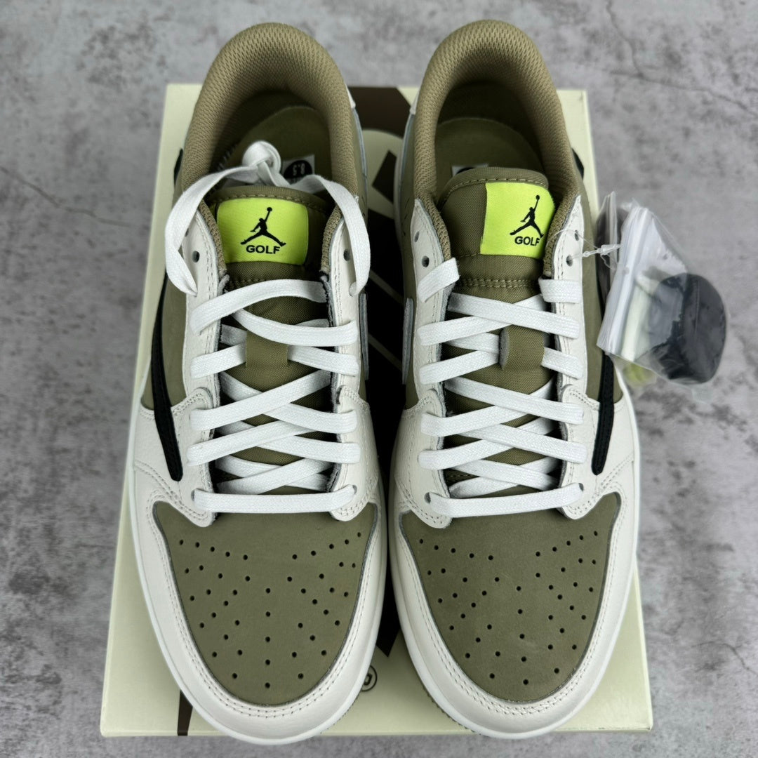 Jordan 1 basse rétro golf Travis Scott coloris olive