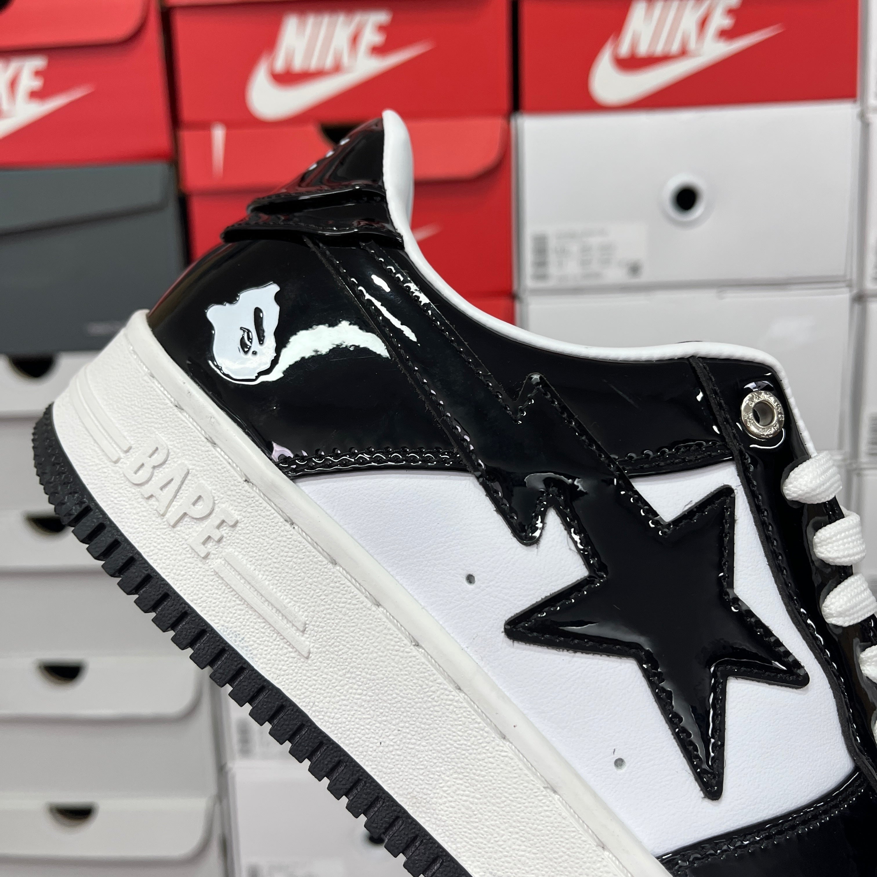 Bape Sta Patent Leather Black White