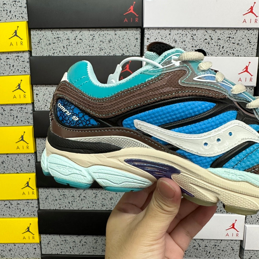 Footpatrol x Saucony ProGrid Omni 9 'Blue Brown'