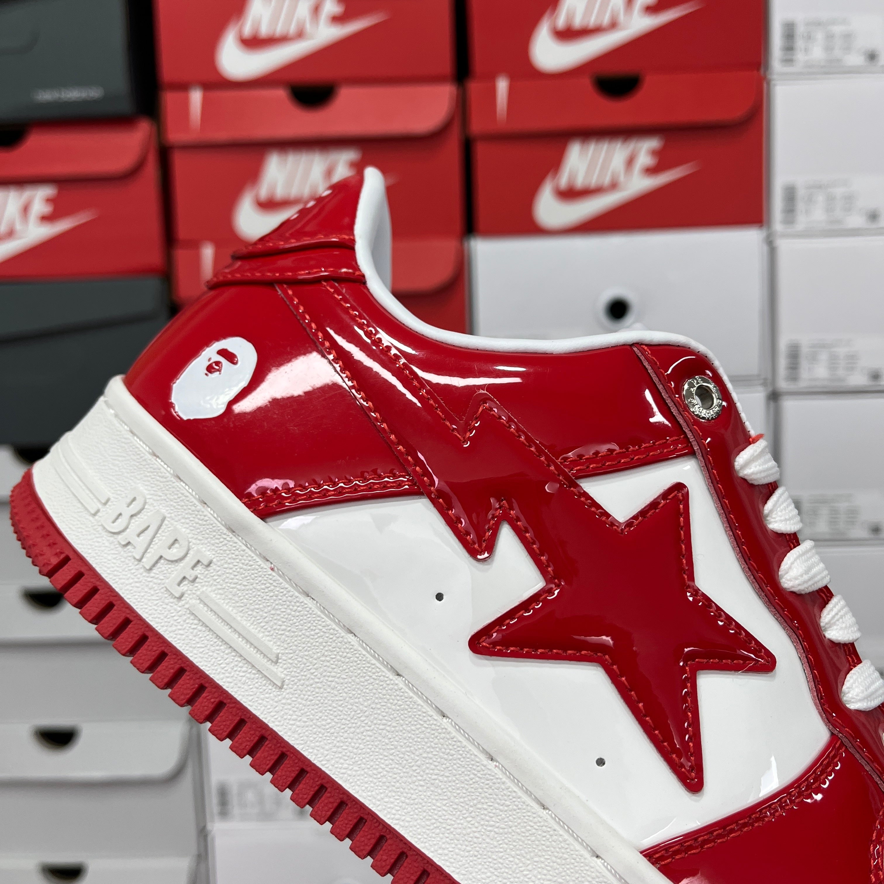 Bape Sta Patent Leather White Red
