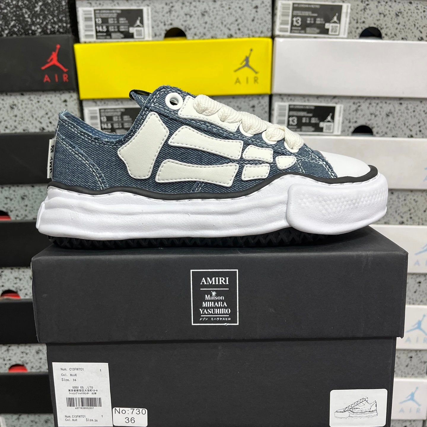 Amiri x Maison Mihara Yasuhiro Peterson OG Sole Canvas Low Blue Denim