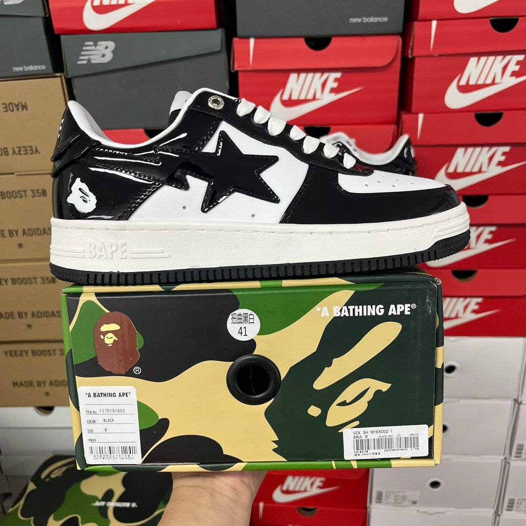 Bape Sta Patent Leather Black White