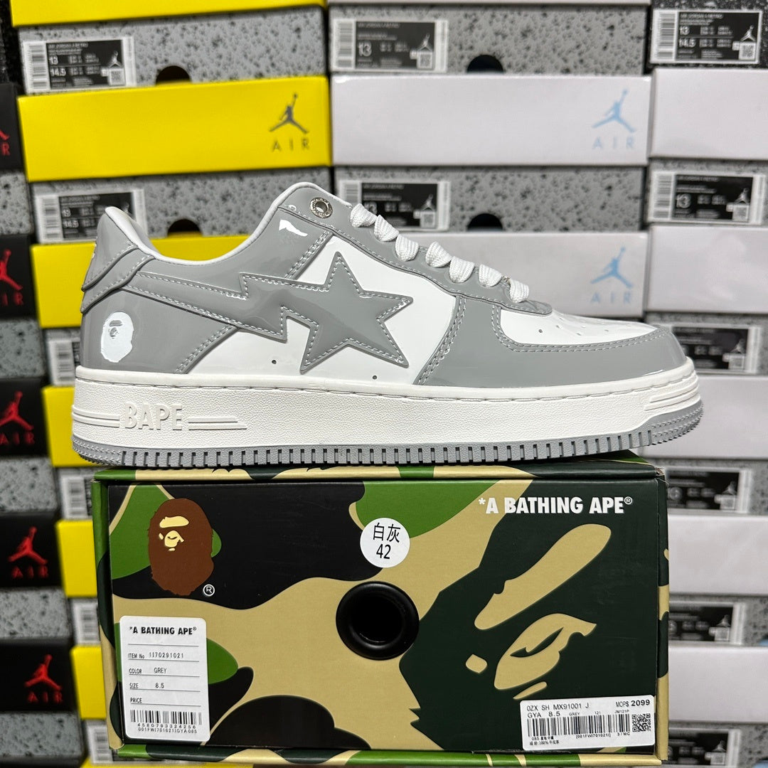 Bape Sta Patent Leather White Grey