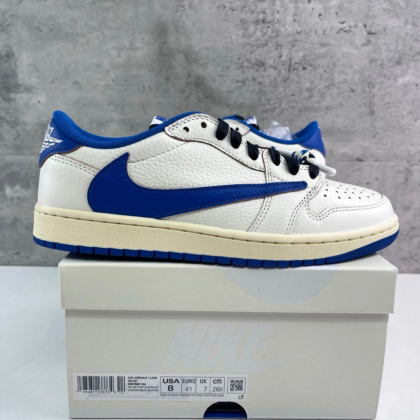 Fragment Design x Travis Scott x Air Jordan 1 Retro Low OG SP 'Sail Military Blue'