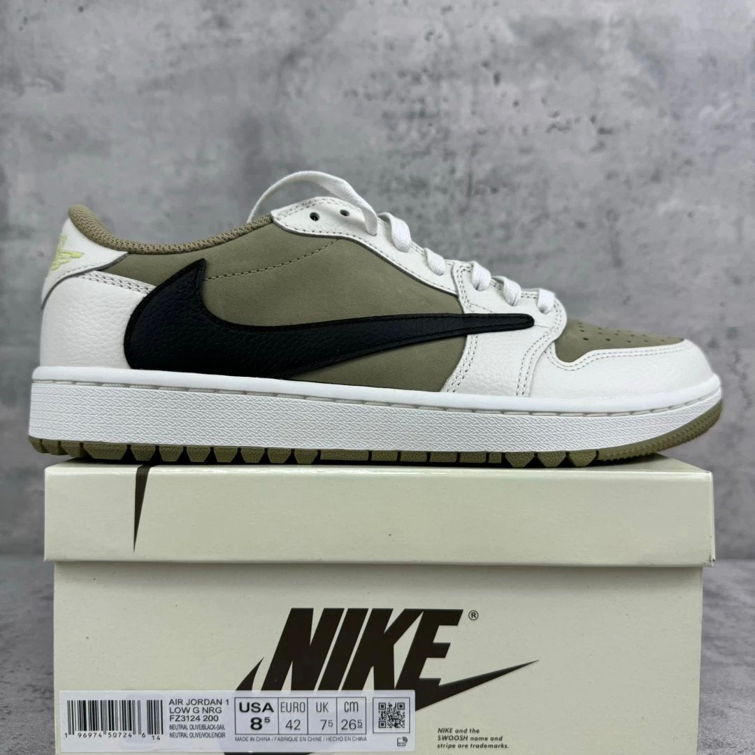 Jordan 1 basse rétro golf Travis Scott coloris olive