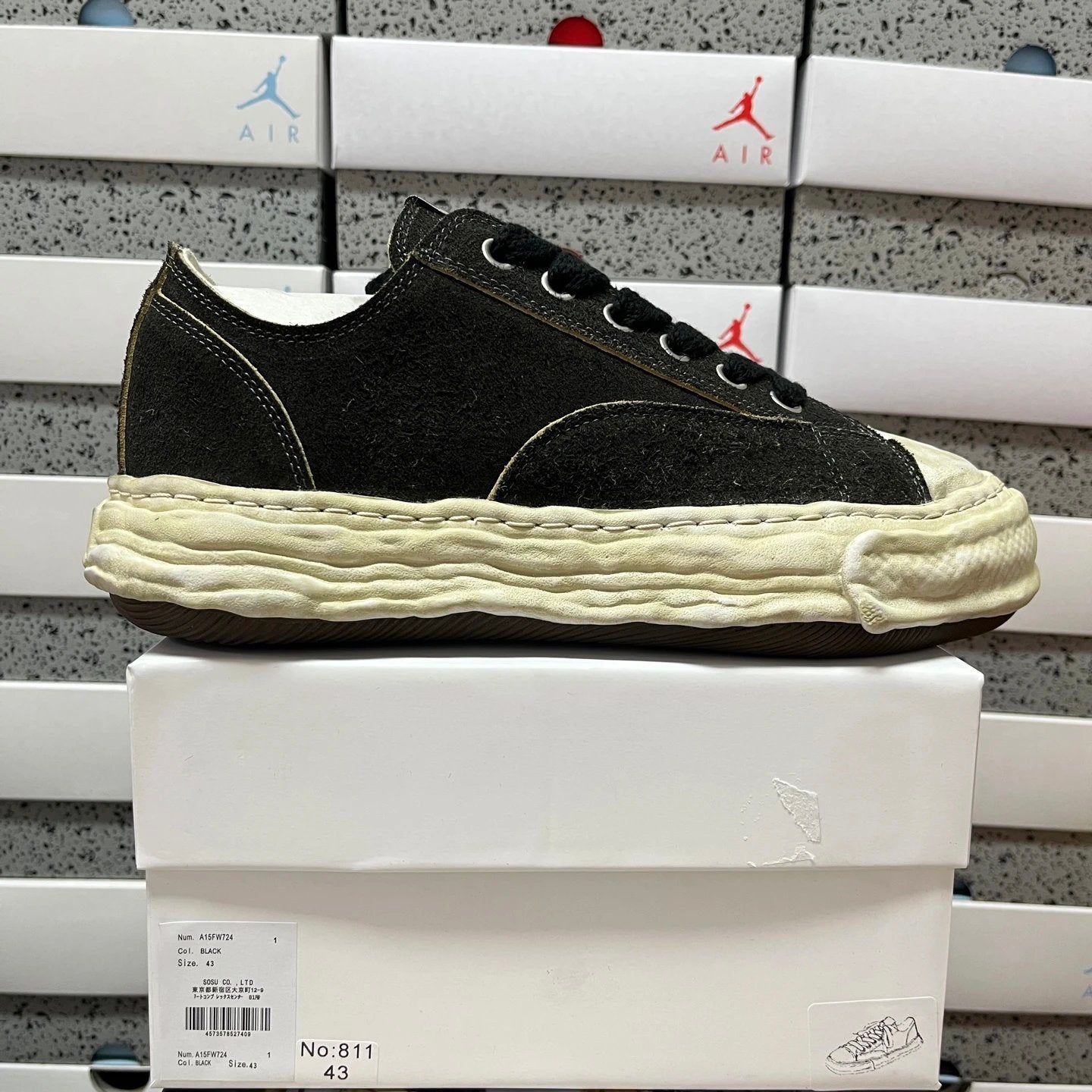 Maison Mihara Yasuhiro Peterson 23 OG Sole Vintage Suede Low Black White