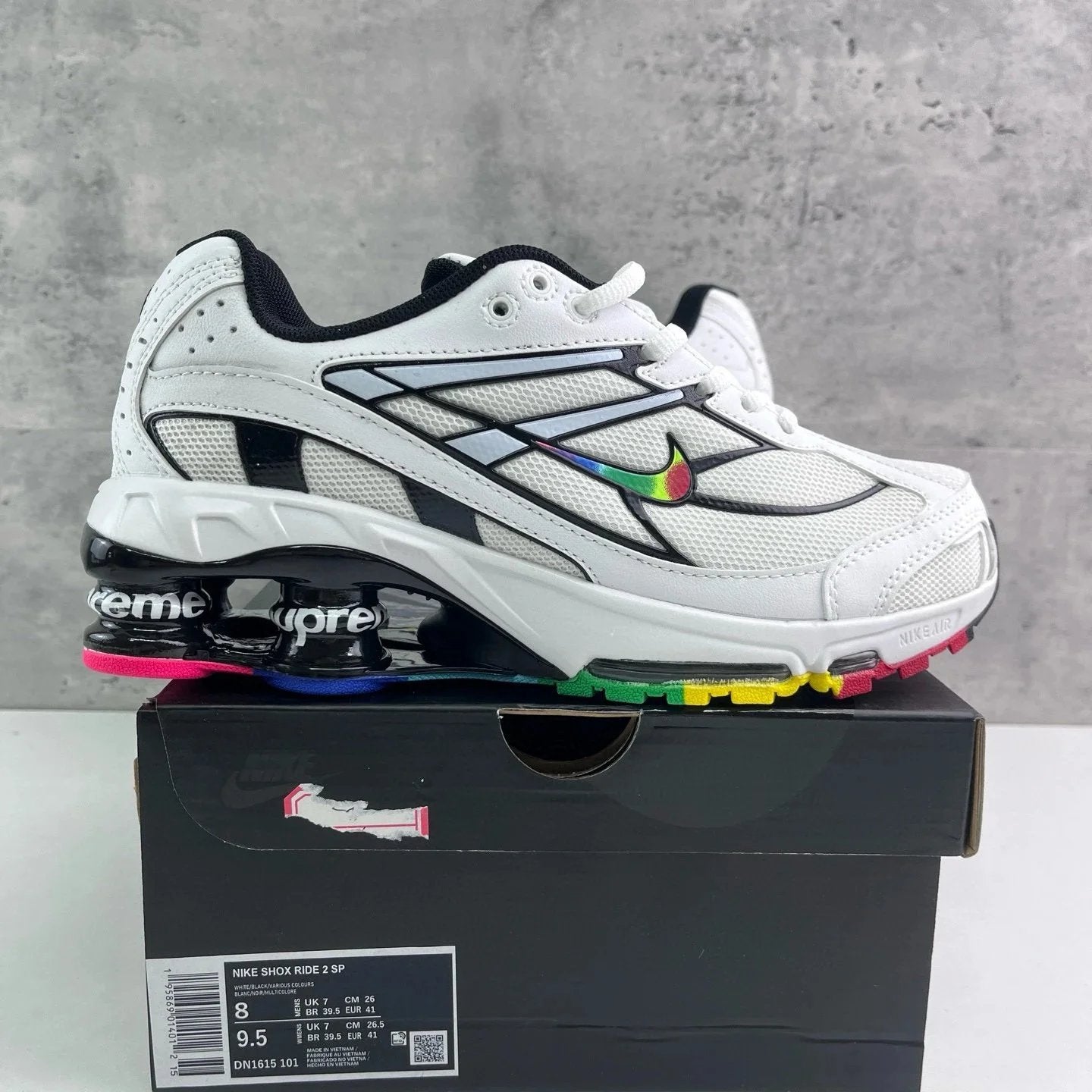 Supreme x Nike Shox Ride Colors Branco